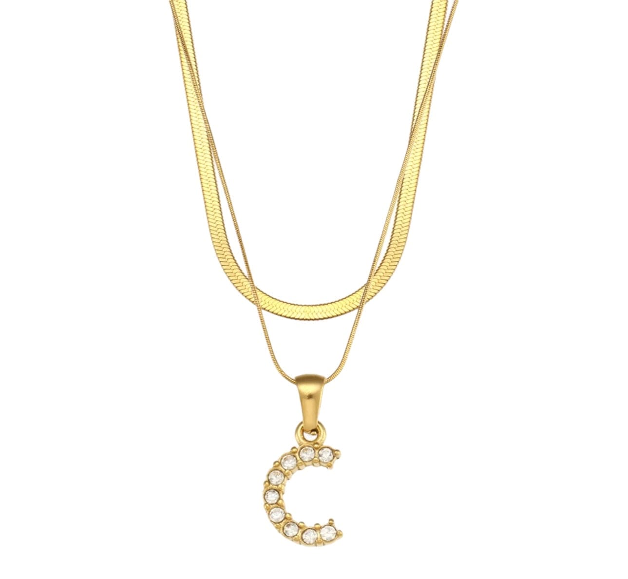 Iniciales de bling de doble cadena