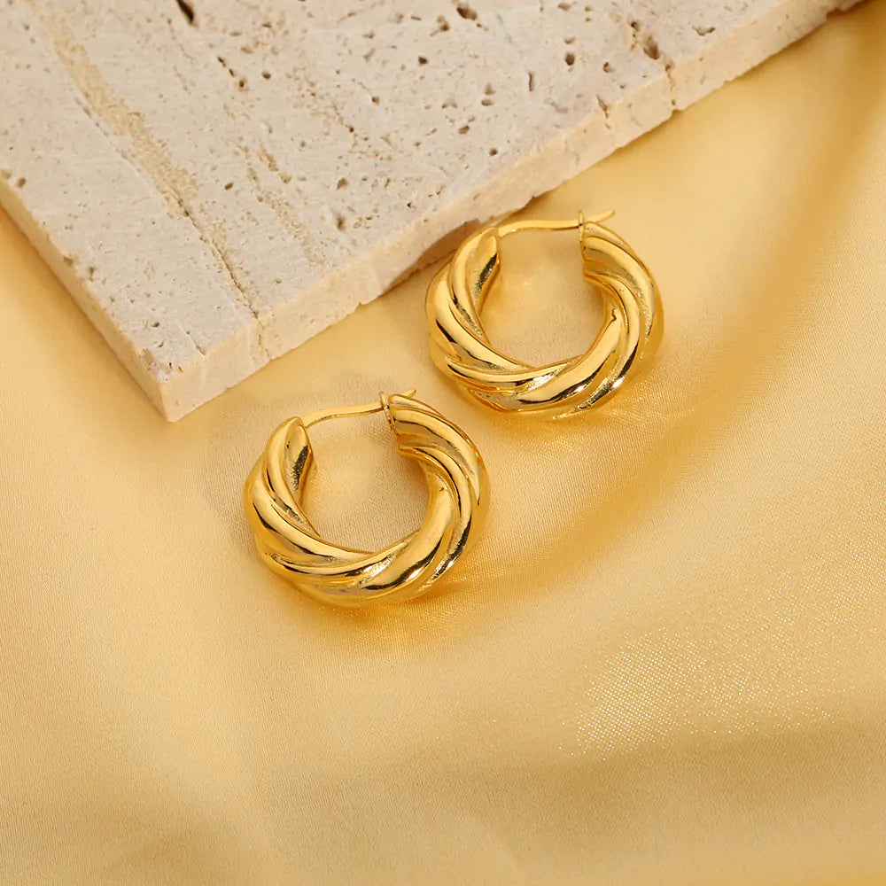 18K Gold plated twist hoop Earrings