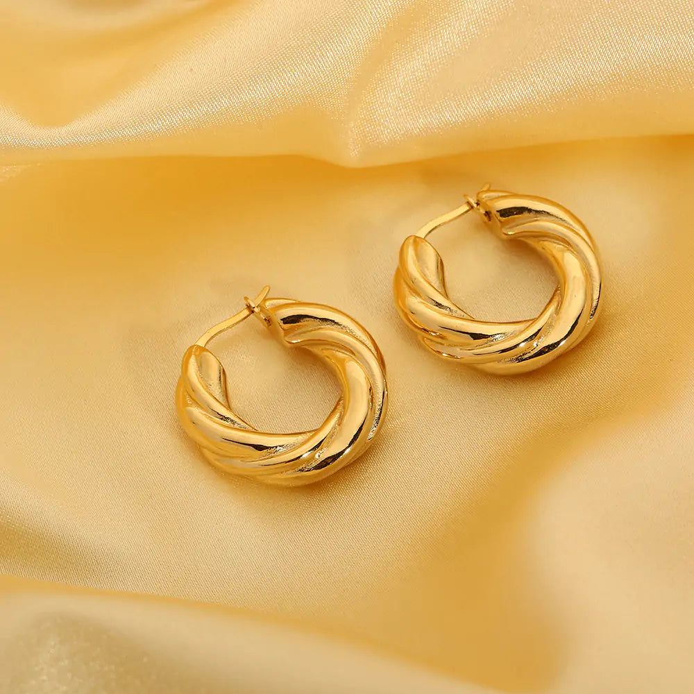 18K Gold plated twist hoop Earrings