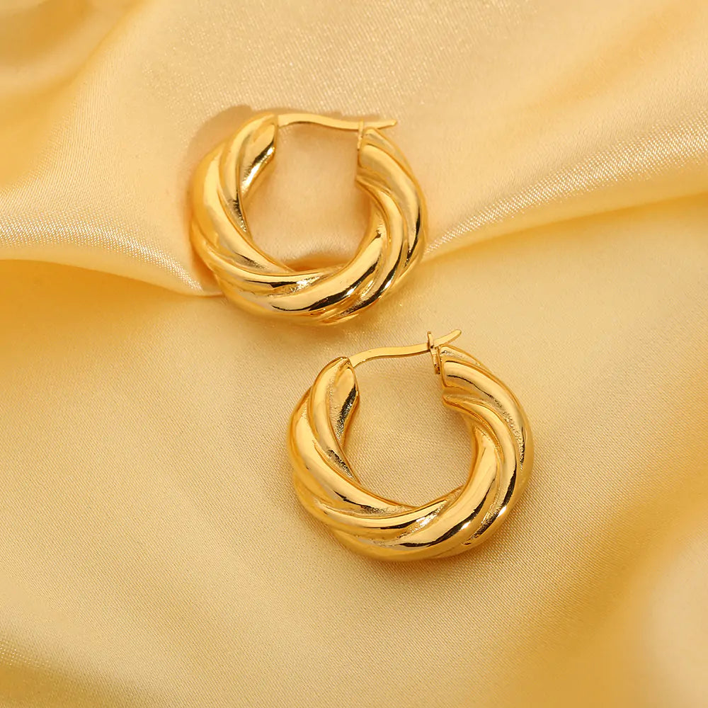 18K Gold plated twist hoop Earrings