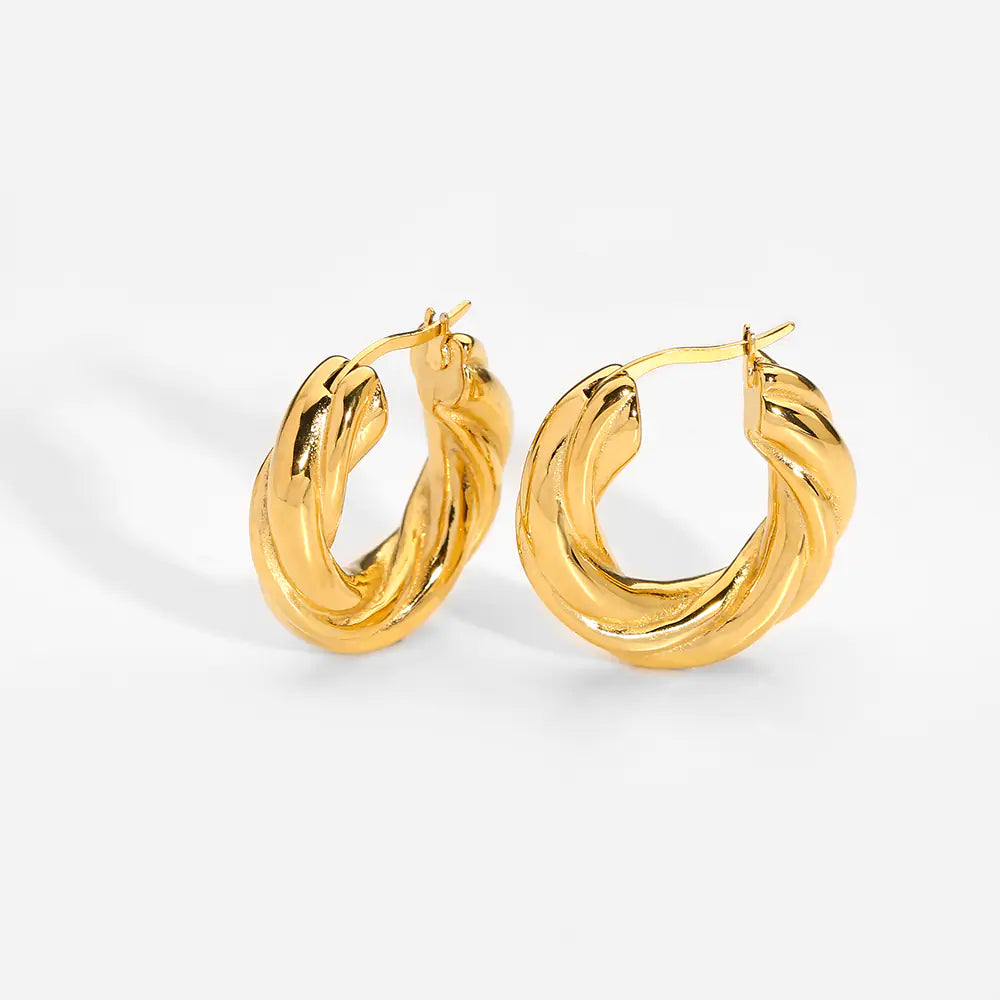 18K Gold plated twist hoop Earrings