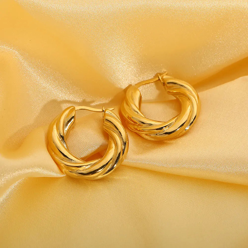 18K Gold plated twist hoop Earrings