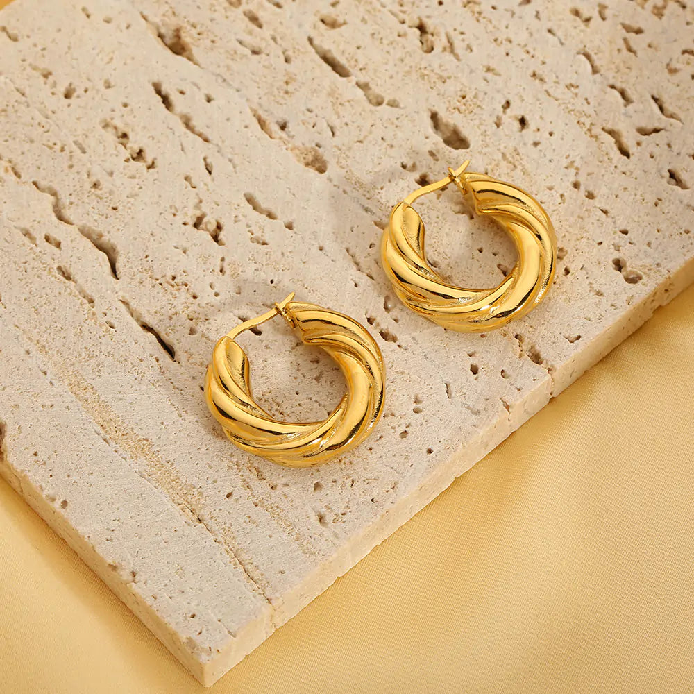 18K Gold plated twist hoop Earrings